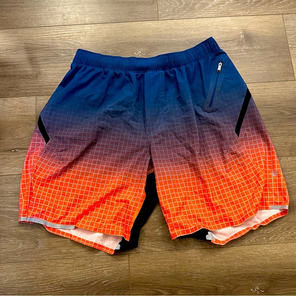 lululemon athletica Blue and Orange Athletic Shorts Men’s